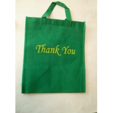 Non Woven Bag Green with Thank You 100ct Size:12x13x7 inch